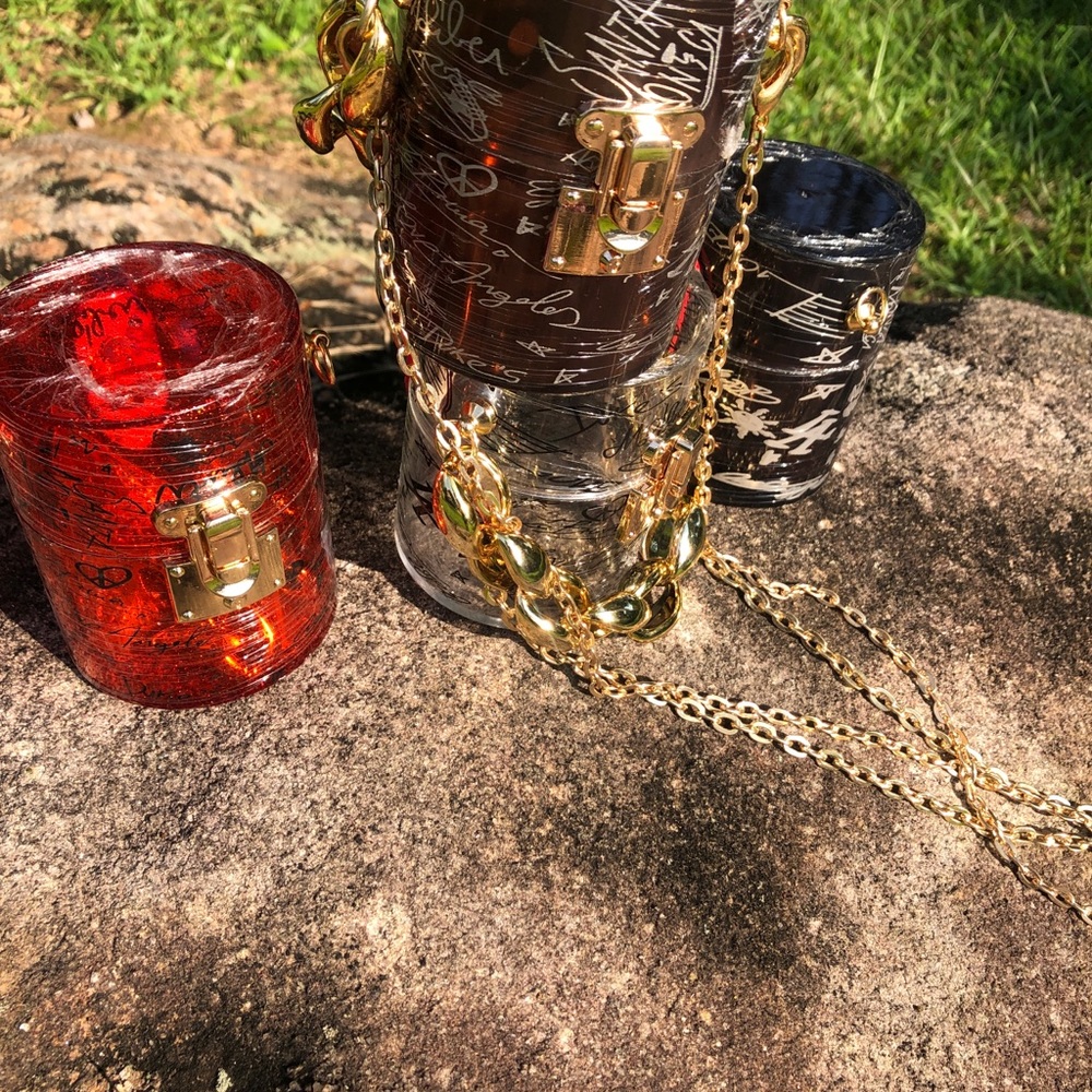 Graffiti style chain purses with rope chain and gold chain
